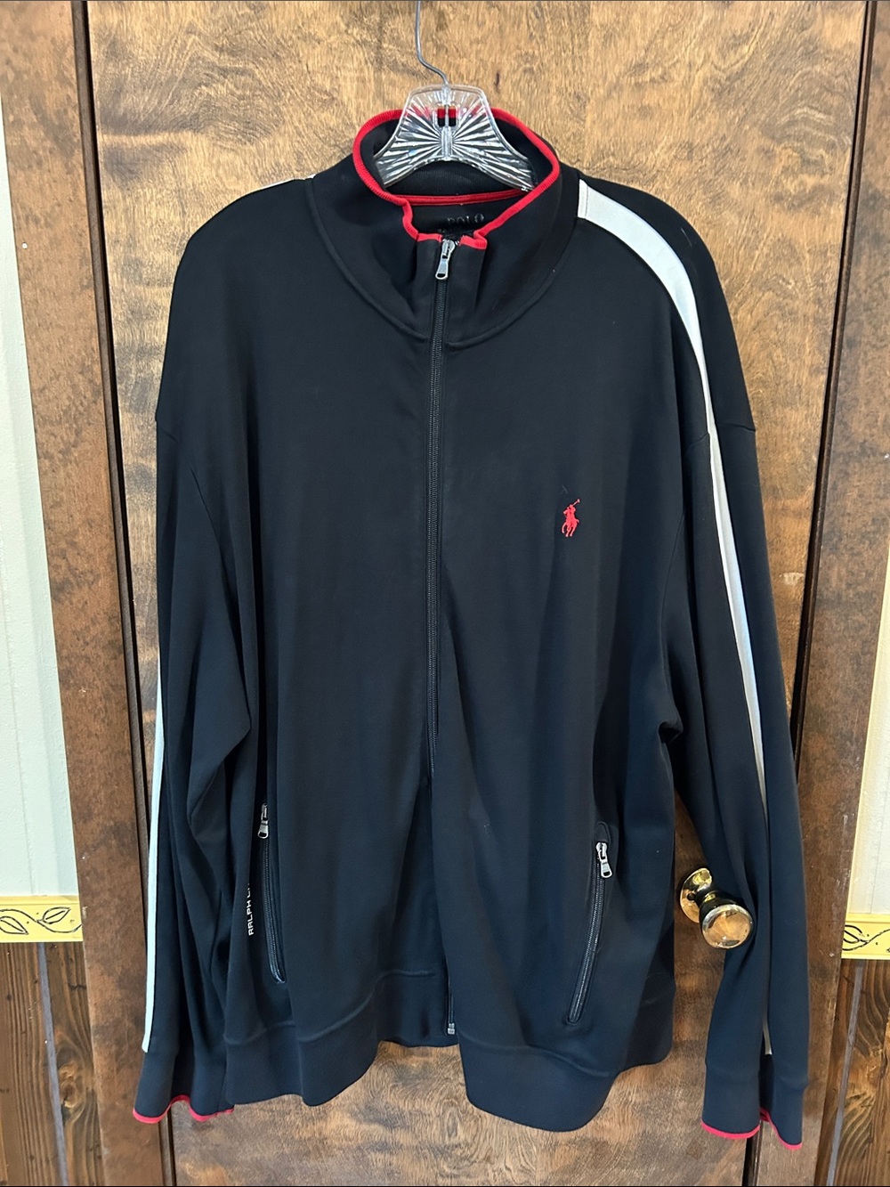 Polo Ralph Lauren Black Track Jacket with Red Trim XXL
